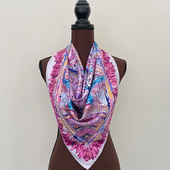 New Louis Vuitton Scarf Monogram Paradise Pink Multicolor Silk Wrap - Picture 11 of 13